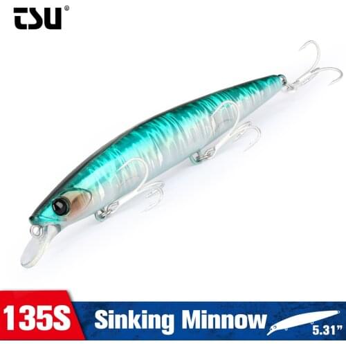 TSURINOYA 135S 26.4g Long Casting Sea Fishing Lure Sinking Minnow Tungaten Weight 135mm BAYONET Seabass Saltwater Hard Bait