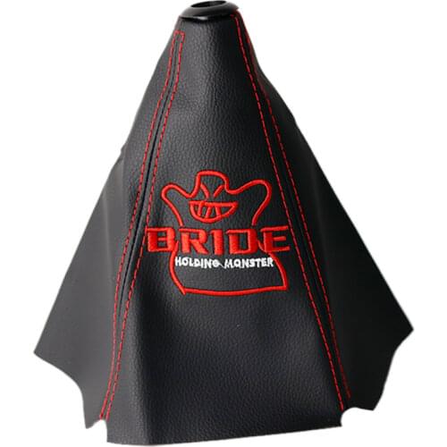 Universal JDM Style Manual Bride Recaro PVC Shift Lever Knob Boot Cover Shift Knob Collars With Red Stitching