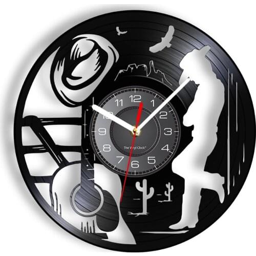 Country Music Guitar Singer Vinyl Album Re-purposed Record Clock Popular Music Vinyl Disk Crafts Wall Clock For Music Studio