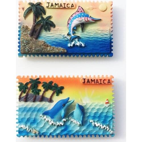 Jamaica Dolphin Shark)Fridge Magnet,Creative Travel Commemorate 3D Ornaments Magnetism Resin Material Refrigerator Stickers