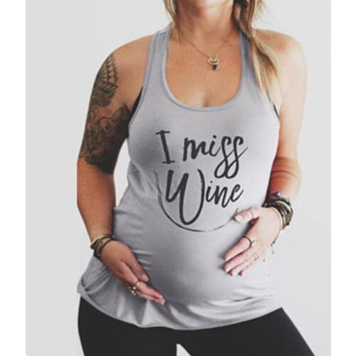 Spring 2020 large size vest printed womens Letter T-shirt pinrted I MISS WINE Letter Black grey Letter shirts