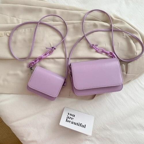 Fashion Chains Crossbody Bag For Women PU Leather Shoulder Bag Mini Messenger Bag Small Flap Square Bag Lady Handbag Daily Purse