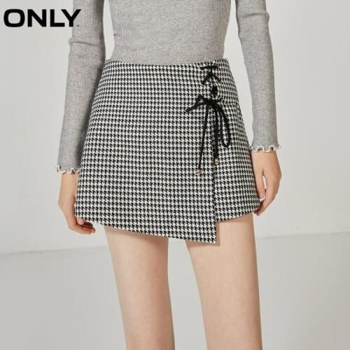 ONLY summer new fake skirt design plaid pattern version lace shorts women | 120415006