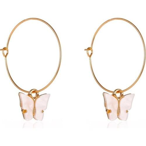 2020 New Fashion Butterfly Drop Earrings For Women Elegant Small Colorful Acrylic Animal Butterfly Dangle Earrings Big Ear Ring