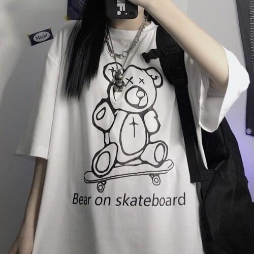 2021 Cute Cartoon Sweet T Shirt Harajuku Anime y2k Kawaii Casual Oversized Tee Tops Loose Summer Streetwear Gothic Women T-shirt