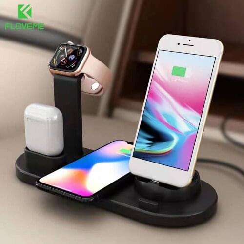 6 in 1 Micro USB Type C Charging Dock Station For iPhone Xiaomi Desk Stand QI Wireless Charger Bracket For Airpods Apple Watch
