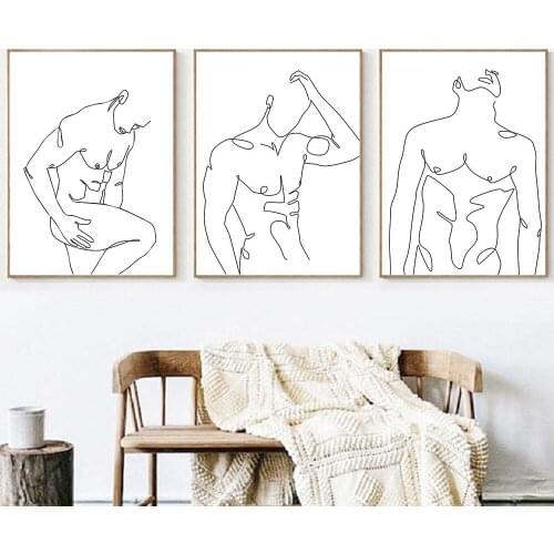 Male Figure Abstract Man Body Print Canvas Painting Modular Wall Art One Piece Modern Posters and Prints Bedroom Home Decoration