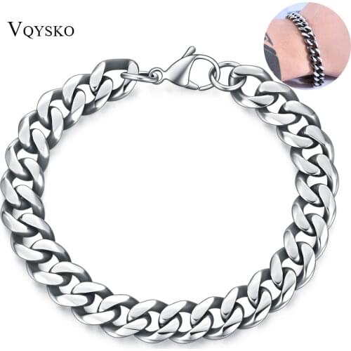 Mens Simple 3-11mm Stainless Steel Curb Cuban Link Chain Bracelets for Men Women Wrist Jewelry Gift 7-10"