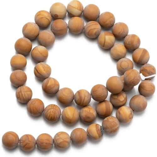 Wholesale Natural Stone Beads Matte Brown Wood Grain Loose Beads 4 6 8 10 12mm for Jewelry Making Accessories Bracelet DIY