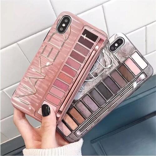 Phone Case Eye Shadow Box Pattern Mobile Phone Case Cover for iPhone 6 7 8 11 Plus XS Max XR Grey Pink