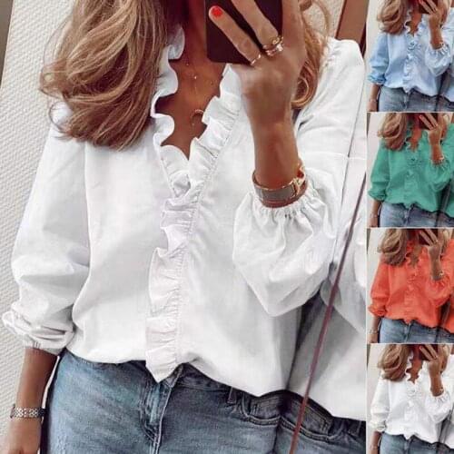 Long Sleeve Solid Loose Chiffon Blouse Tops Embroidery Hollow Out V-neck Satin Woman Shirt Casual Spring New Women Clothes 13709