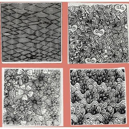 Clay Stamping Tool Texture Embossing Stamp Sheets Mandala Pattern Cloud Flower Water Flow Diy Design Supplies Kits for Pottery