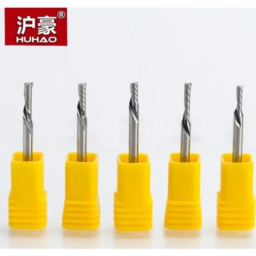 HUHAO 5pcs/lot CNC End Mill Shank 3.175mm Left Spiral Milling Cutter 1 Flute Router Bit Carbide Tool Accessories