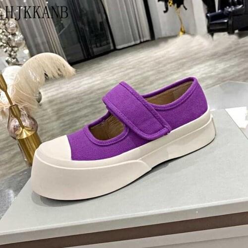 Flat Canvas Shoes Women Retro Round Toe Platform Mary Janes Shoes Big Head Doll Shoes Spring Autumn Outdoor Walking Shoes Female