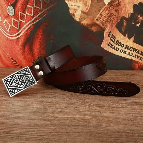 Western cowboy zinc alloy pattern belt buckle leather mens belt birthday gift