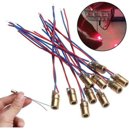 2Pcs Laser diode 650nm 6mm 3/5V 5 million watt Adjustable Laser Dot Diode Module Red Copper Head Power Daily Tool Accessories