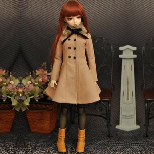 M1034 handmade toy 1/3 1/4 uncle Doll clothes BJD/SD doll props Accessories clothes Beige detachable fur collar skirt coat 1pcs