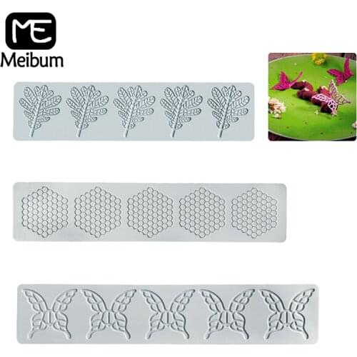 Meibum Butterfly Honeycomb Leaves Fondant Cake Molds Silicone Lace Mat Chocolate Sugar Craft Baking Tools Dessert Decoration