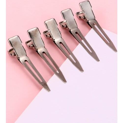 50Pcs/bag Silver Flat Base Duck Mouth Metal Hair Clips Salon Hairdressing Hairstyling Cutting Partition Steady Hair Accessories