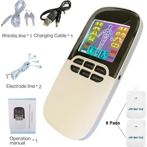 3-Output Muscle Stimulator Tens Acupuncture Massage Machine 8 Pad Laser Bionase Rhinitis Tens Therapy Massager Health care