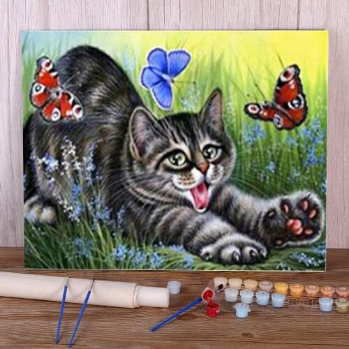 Butterfly Cat Animal Painting By Numbers Package Oil Paints 50*70 Boards By Numbers Wall Decoration For Wholesale