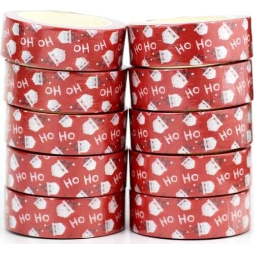 NEW 10pcs/Lot Decorative Red Santa Claus HO HO Christmas Washi Tapes for Bullet Journal Adhesive Masking Tape Cute Stationery
