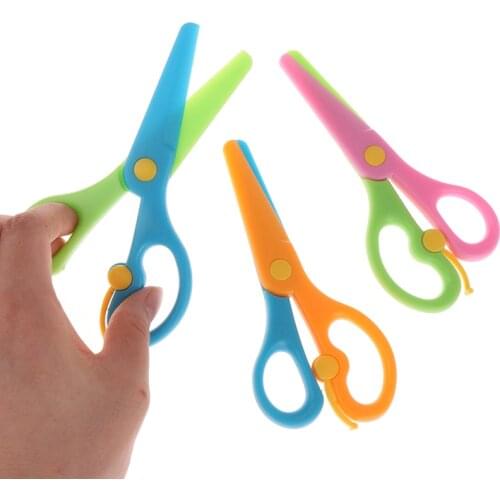 New 1 Pcs 13.7*6.3cm Mini Safety Round Head Plastic Scissors Student Kids Paper Cutting Supplies for Kindergarten School