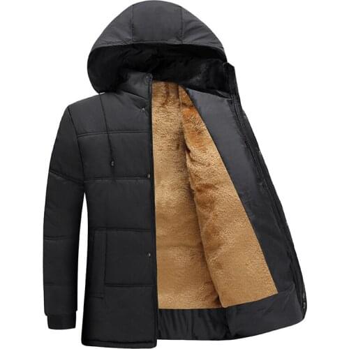 Middle-aged Cotton-padded Clothes Mens Daddy Clothes Plus Velvet Thick Cotton-padded Jacket Fashion Warm Grandpa Cotton-padded