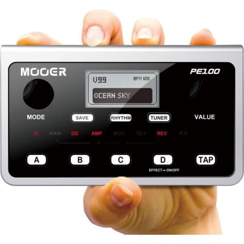 MOOER portable PE100 Guitar Mutil-Effect pedal Processor LCD display guitar effect Pedal with pedal connector