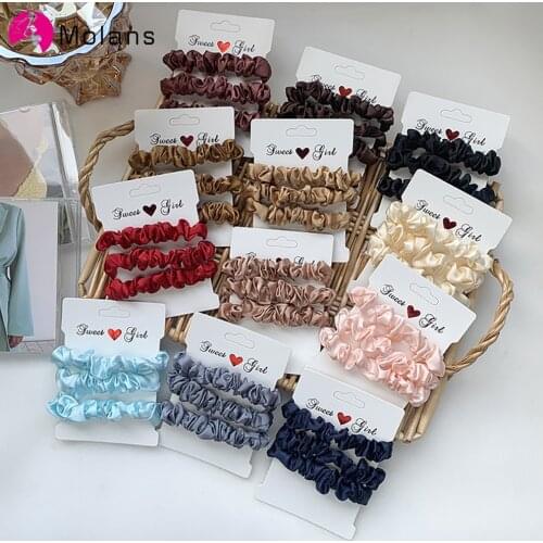 Molans 1 Set Scrunchies Hair Ring Elatic Hair Band For Women Color Hair Ties Rope Girls Hairband Ponytail Hair Accessories Gift