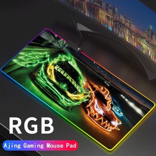 RGB Mouse Pad LED Anime Racing Computer Laptop Keyboard Red Mouse Pad Waterproof Colorful Gaming Table Pad Support Custom DIY Pa