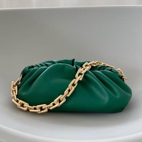 Luxury Brand Ladies Handbag 100% Leather Underarm Women Bag Folding Dumplings 2020 Designer New Thick Chain Clutch Shoulder Bag