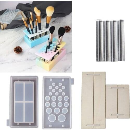 Handmade Makeup Brush Holder Organizer Resin Mold Cosmetics Brushes Storage Solution Resin Casting Mold Art Crafts Tools