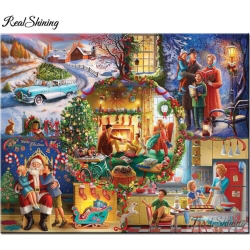 Santa Workshop 5D Diamond Painting Christmas Landscape Full Square round Home Decoration HandCraft Art Kits Embroidery F428