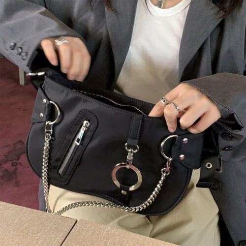 Brands Design Trend Women Cool Shoulder Bag Female Nylon Messenger Bag Ladies European and American Luxury Fashion Chain Handbag