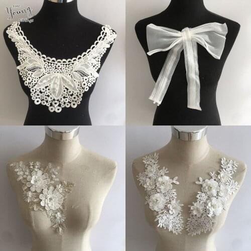 High quality White Lace Collar Sewing Neckline DIY Lace Fabric Embroidery Applique Decorative Clothing Accessory Craft supplies