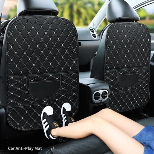PU Leather Anti Kick Wear Pad for Car Waterproof Kid Seat Back Protector Cover Universal Auto Anti Mud Dirt Pad with Storage Bag