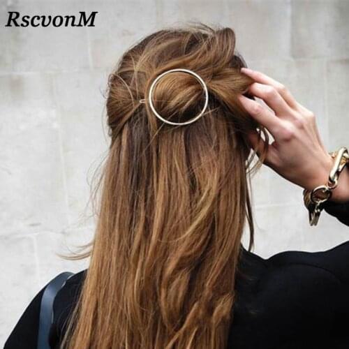 Top quality Gold Silver Color Metal Triangle Hairpin Girls' Hair Clips Women Fashion Hair Accessories Circle Hair Clips Hairpins