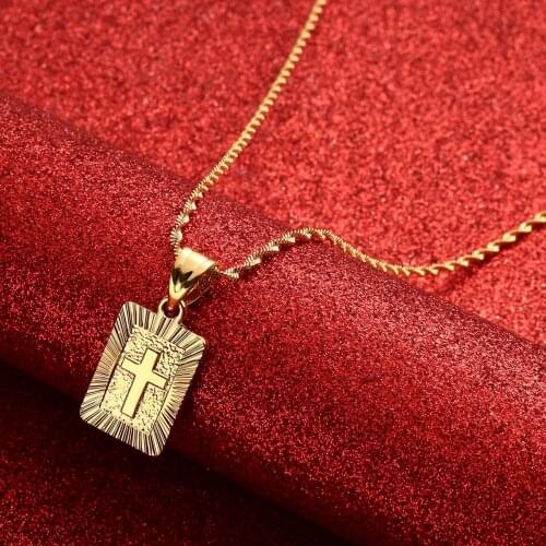 Christian Cross Necklaces Women Gold Color Christianity Crucifix Classic Jewelry Charm Pendant Jesus Items