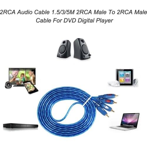 2RCA Audio Cable 1.5/3/5M Oxidation Resistant Design 2RCA Male to 2RCA Male Cable for DVD Digital Player TV Box RCA ZC973601
