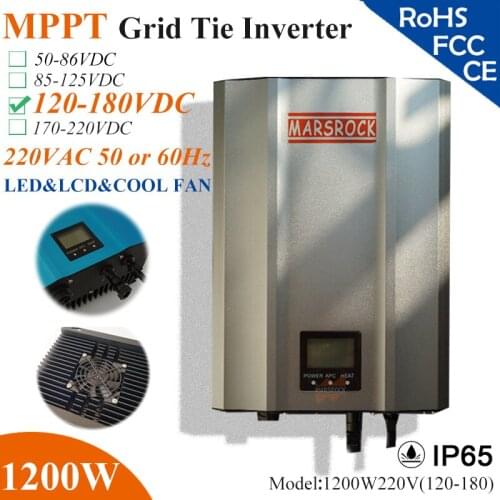 1200W MPPT solar Grid Tie Micro Inverter with IP65 waterproof,120-180VDC,220V(190-260VAC),LED&LCD display for solar panel system