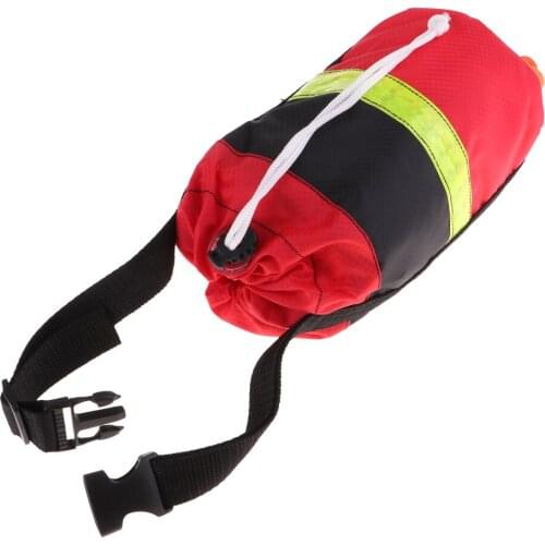 2xSafety Throw Bags Kayaking Reflective Throw Line Rope Lightweight 16 Meters Non-reflective Rope Red Black Bag