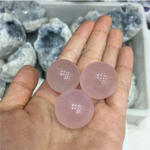 3pcs love stone cute natural rose quartz ball healing meditation pink crystals sphere for home decoration & wedding decoration
