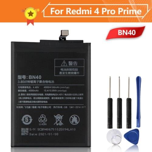 Xiaomi Xiao Mi BN40 Phone Battery For Xiaomi Redmi 4 Pro Prime 3G RAM 32G ROM Edition Redrice 4 Hongmi 4 BN40 4100mAh + Tool