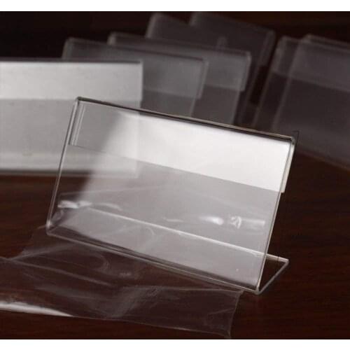 Acrylic T 1.3mm Clear Plastic Desk Sign Label Frame Holder Frame Card Tag Stand Label Acrylic Paper Display Price Holders B5P2