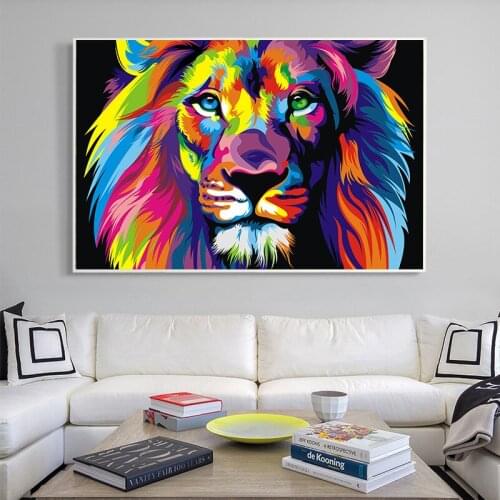 Watercolor Animals Canvas Art Lion Pop Art Posters And Prints Abstract Wall Paintings Cuadros Pictures For Living Room Decor