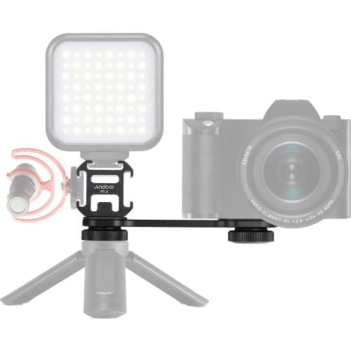 Andoer PT-3 Cold Shoe Mount Camera Light Microphone Holder with 1/4 Inch Screw Holes for Stabilizer Tripod