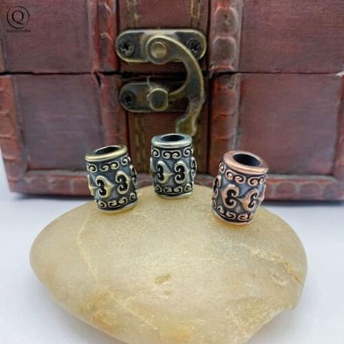 Antique Heart Shaped Beads for Bracelet Necklace DIY Accessory Pure Copper Fashion Knife Pendant Brass EDC Tool Keychain Jewelry