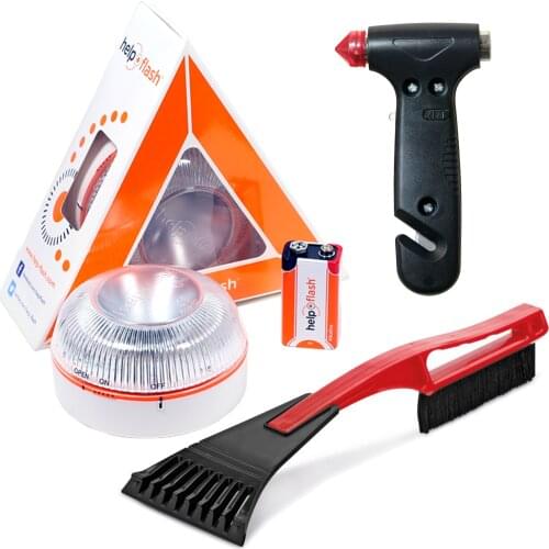 HELP FLASH stand-alone emergency light, v16 signal danger preening + ice scraper for wide range windshield