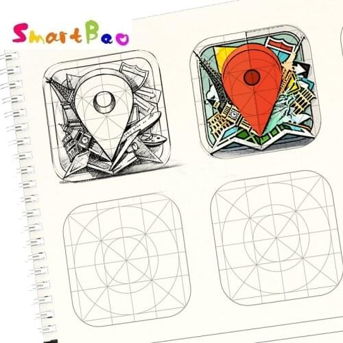 Icon Design Notebook UI Interactive Design Interface Exercise Book Auxiliary Template 50 Sheet Paper (100g), A4 Size